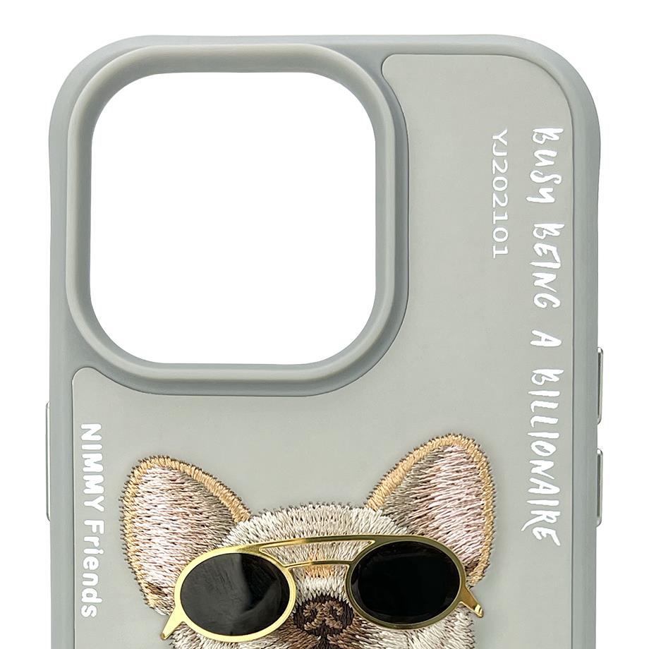 NIMMY 3D Embroidered Kabartmalı Zincirli Gözlük Detay Cool Glasses Dog Case for iPhone 16 Pro · 5