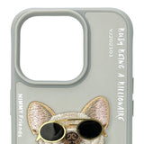 NIMMY 3D Embroidered Kabartmalı Zincirli Gözlük Detay Cool Glasses Dog Case for iPhone 16 Pro · 5