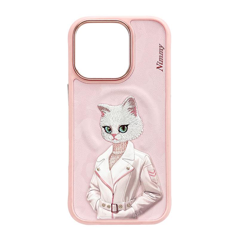 NIMMY · MagSafe-Compatible 3D Embroidered Magnetic Fashion Beyaz Cat Case for iPhone 16 Pro Max · 1