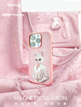 NIMMY · MagSafe-Compatible 3D Embroidered Magnetic Fashion Beyaz Cat Case for iPhone 16 Pro Max · 5