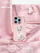 NIMMY · MagSafe-Compatible 3D Embroidered Magnetic Fashion Beyaz Cat Case for iPhone 16 Pro Max · 6