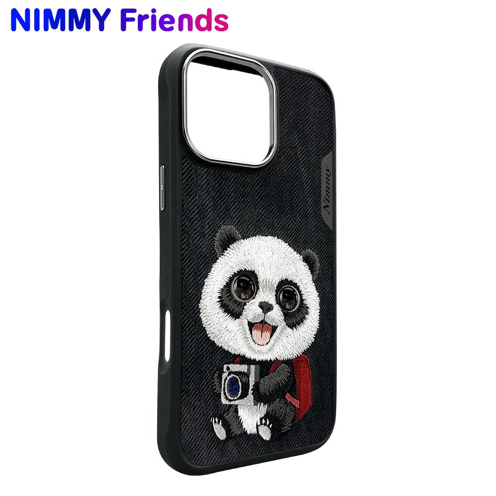 NIMMY · 3D Embroidered Eye Detail Panda Design Silicone Case for iPhone 16 Pro Max · 3