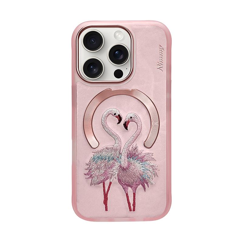 NIMMY · MagSafe-Compatible 3D Embroidered Flamingo Patterned Case for iPhone 16 Pro Max · 1