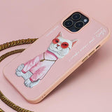 NIMMY · 3D Embroidered Zincir and Glasses Detail Cat Silicone Case for iPhone 16 Pro Max · 3