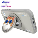 NIMMY Premium 3D Gözlük and Zincir Detail Embroidered Cat Case 2.0 for iPhone 16 Pro Max · 2