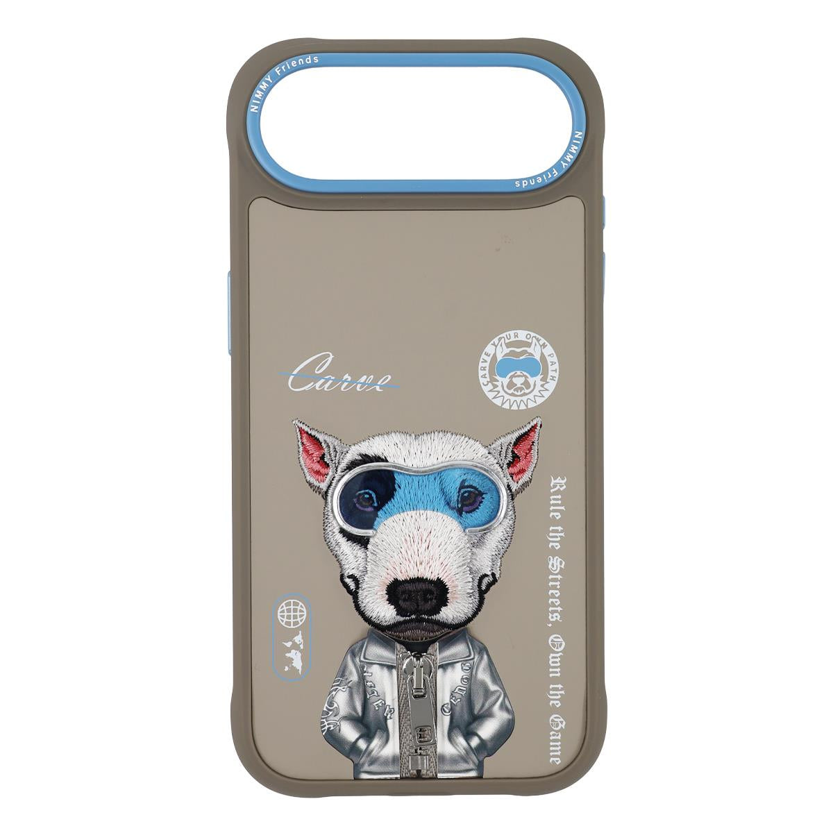 NIMMY iPhone 17 Air · 3D Embroidery Gözlük and Fermuar Decorated Bull Terrier Patterned Silicone Case 2.0 · 1
