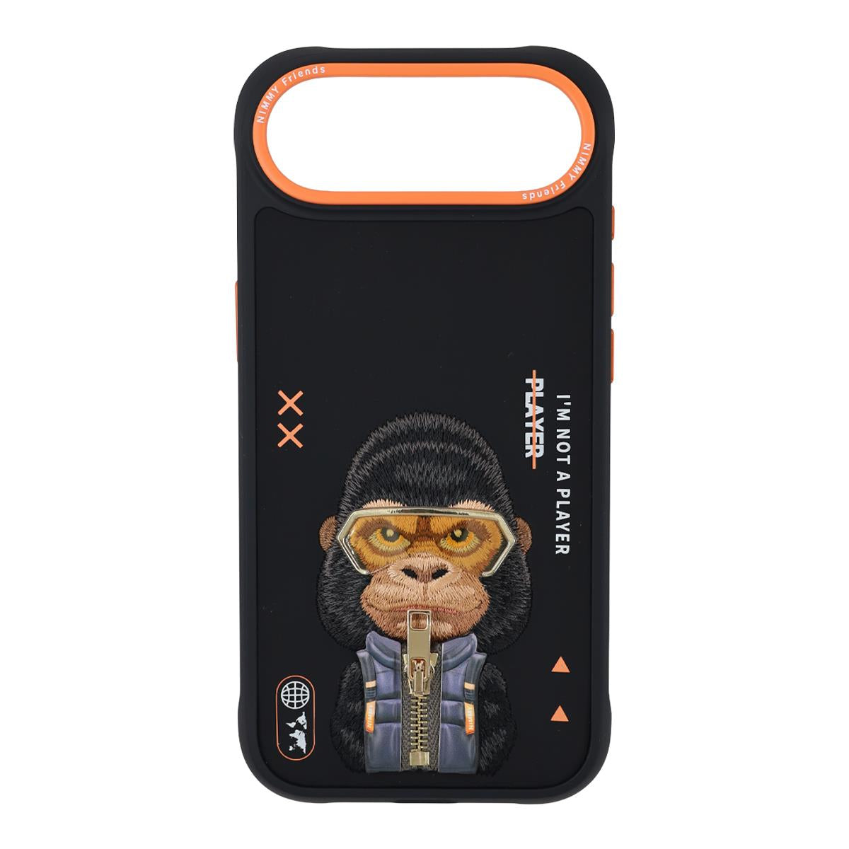 NIMMY iPhone 17 Air · 3D Embroidery Gözlük and Fermuar Decorated Goril Patterned Silicone Case 2.0 · 1