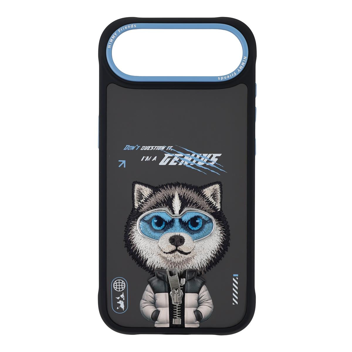NIMMY iPhone 17 Air · 3D Embroidery Gözlük and Fermuar Decorated Sibirya Kurdu Patterned Silicone Case 2.0 · 1