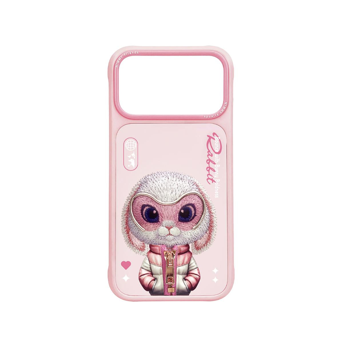 NIMMY iPhone 17 Pro Max / 18 Pro Max · 3D Embroidery Gözlük and Fermuar Decorated Tavşan Patterned Silicone Case 2.0 · 1