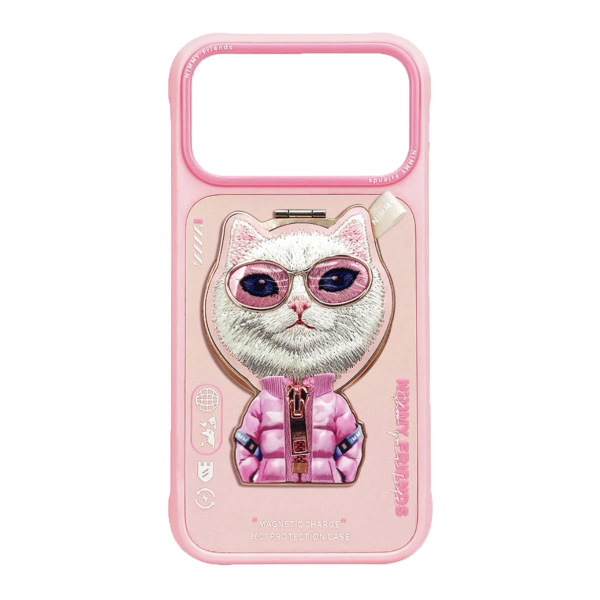 NIMMY MagSafe Stand 3D Gözlük Fermuar Cat Embroidered Cool Cute 2.0 Case 4 for iPhone 17 Pro Max / iPhone 18 Pro Max · 1