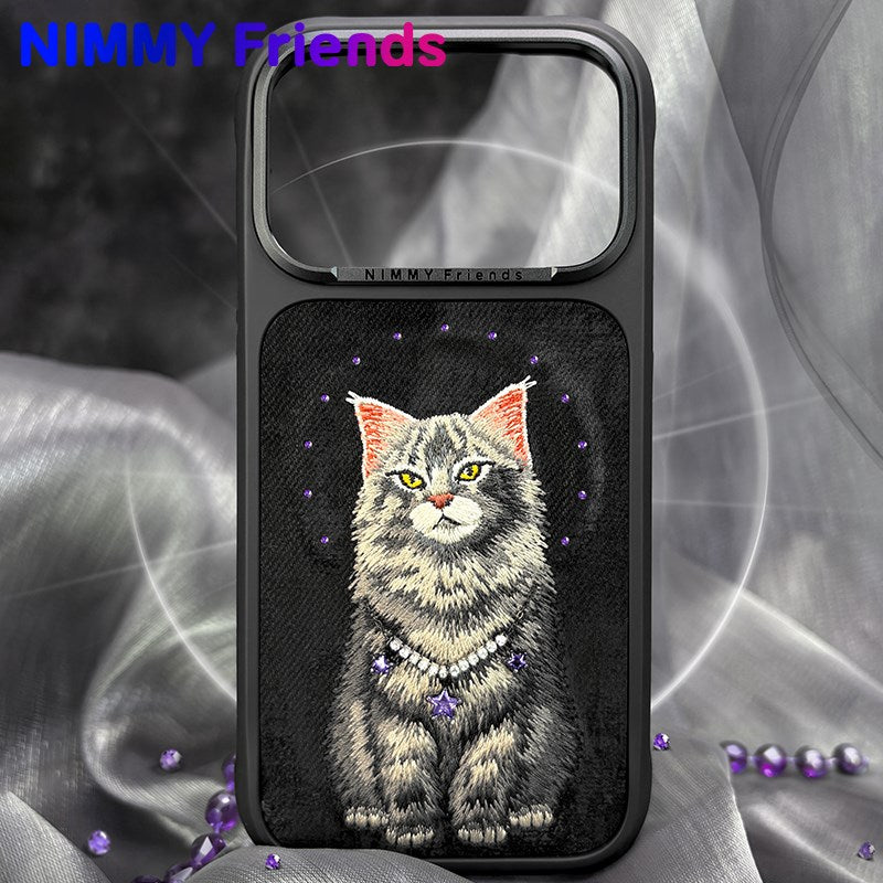 NİMMY MagSafe-Compatible Pearl Necklace 3D Cat Embroidered N-XYSS Phone Case for iPhone 17 Pro Max · 5