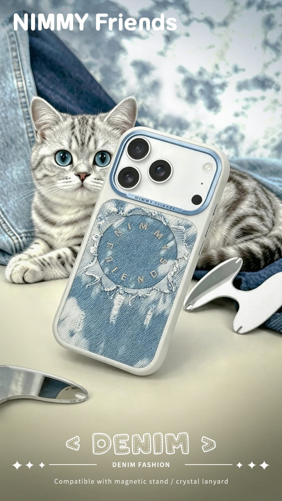 NIMMY MagSafe-Compatible Denim Metal Buttons Nimmy Case for iPhone 17 Pro Max / iPhone 18 Pro Max · 2