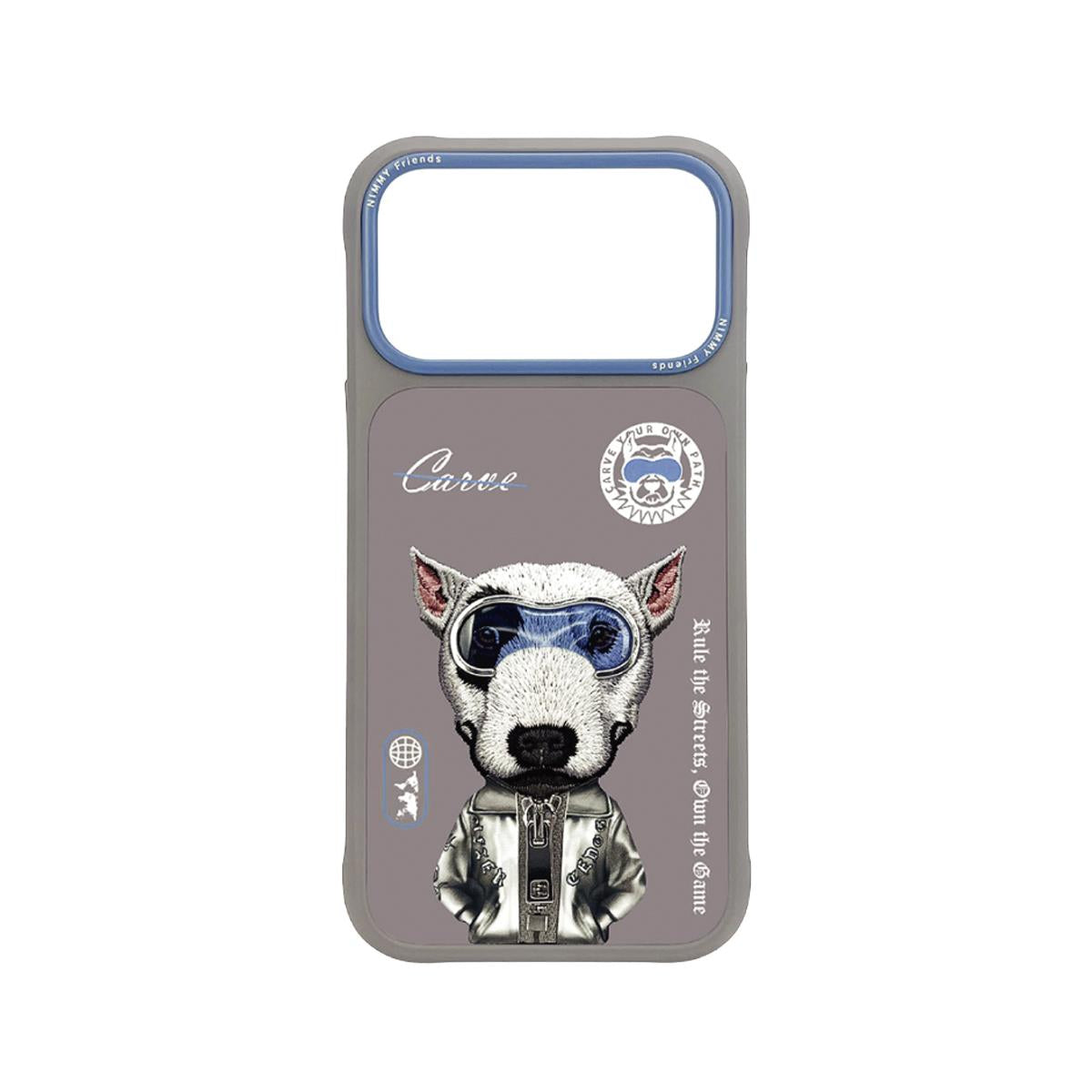 NIMMY iPhone 17 Pro / 18 Pro · 3D Embroidery Gözlük and Fermuar Decorated Bull Terrier Patterned Silicone Case 2.0 · 1