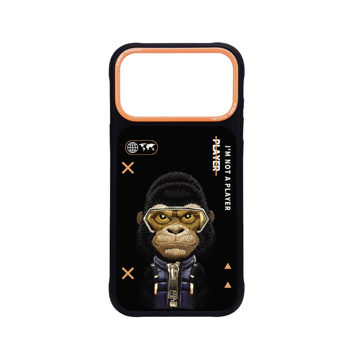 NIMMY 3D Gözlük and Fermuarlı Gorilla Embroidered Kabartmalı Cool Cute Case for iPhone 17 Pro / iPhone 18 Pro · 1