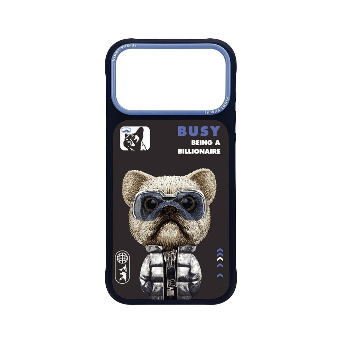 NIMMY 3D Gözlük Fermuar Rich Dog Detail Embroidered Kabartmalı Cool Cute Case for iPhone 17 Pro / iPhone 18 Pro · 1