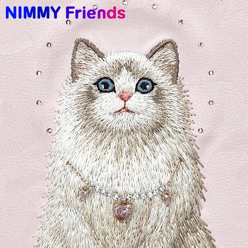 NİMMY MagSafe-Compatible Pearl Necklace 3D Cat Embroidered N-XYSS Phone Case for iPhone 17 Pro · 3