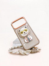 NIMMY MagSafe Stand 3D Gözlük Fermuar Bear Embroidered Cool Cute 2.0 Case 11B for iPhone 17 Pro / iPhone 18 Pro · 3