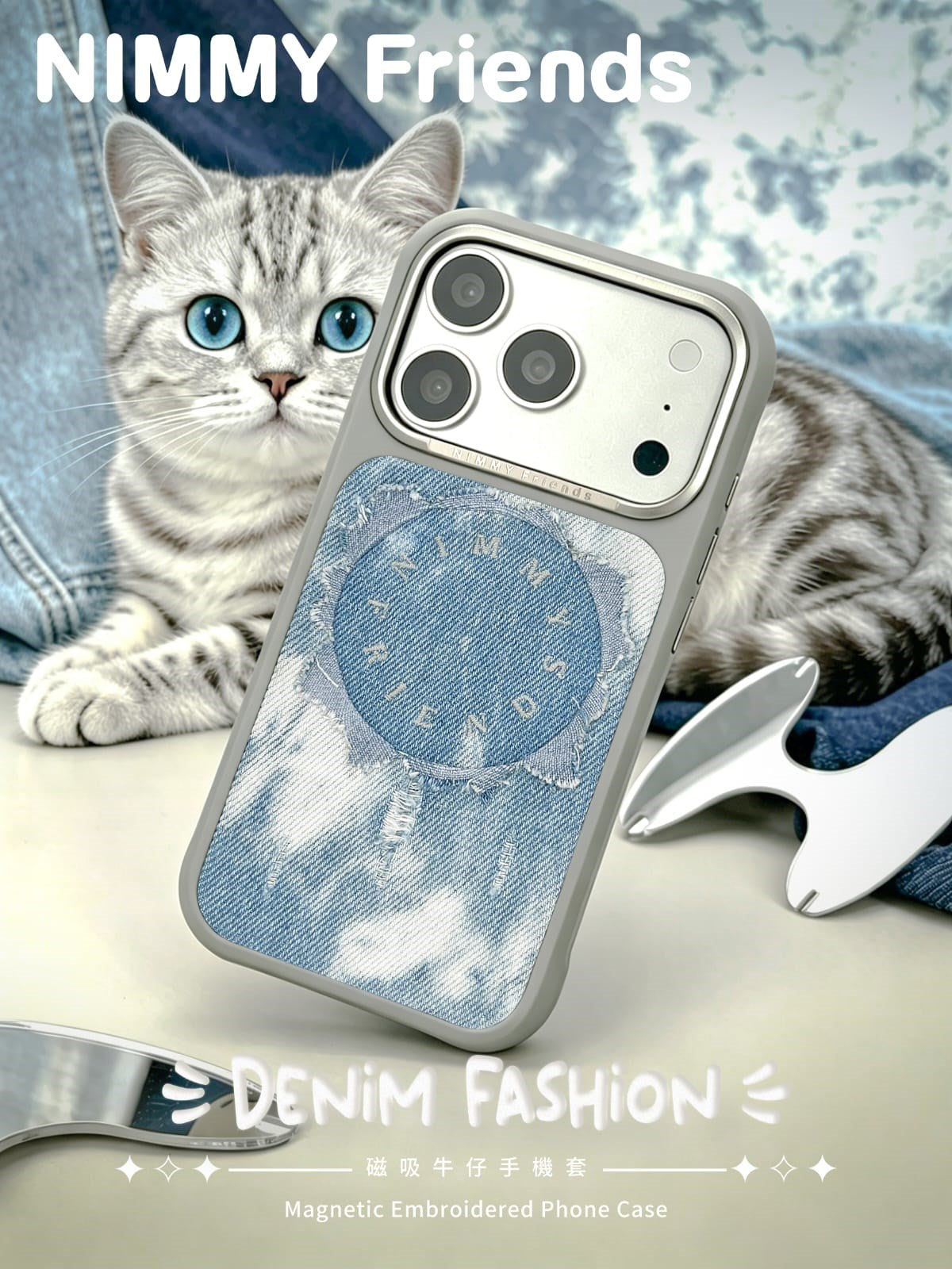 NIMMY MagSafe-Compatible Denim Metal Buttons Nimmy Case for iPhone 17 Pro / iPhone 18 Pro · 1