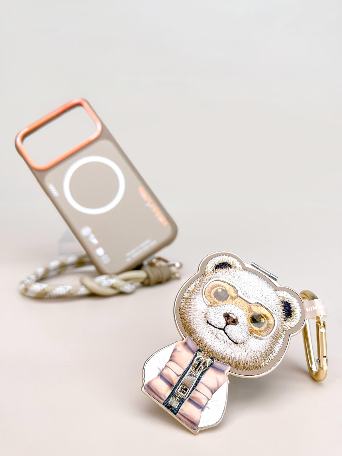 NIMMY MagSafe Stand 3D Gözlük Fermuar Bear Embroidered Cool Cute 2.0 Case 11B for iPhone 17 Pro / iPhone 18 Pro · 2