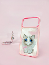 NIMMY · Metal Frame 3D Embroidery Big Eyes Ragdoll Cat Design Case 2.0 for iPhone 17 Pro / iPhone 18 Pro · 3