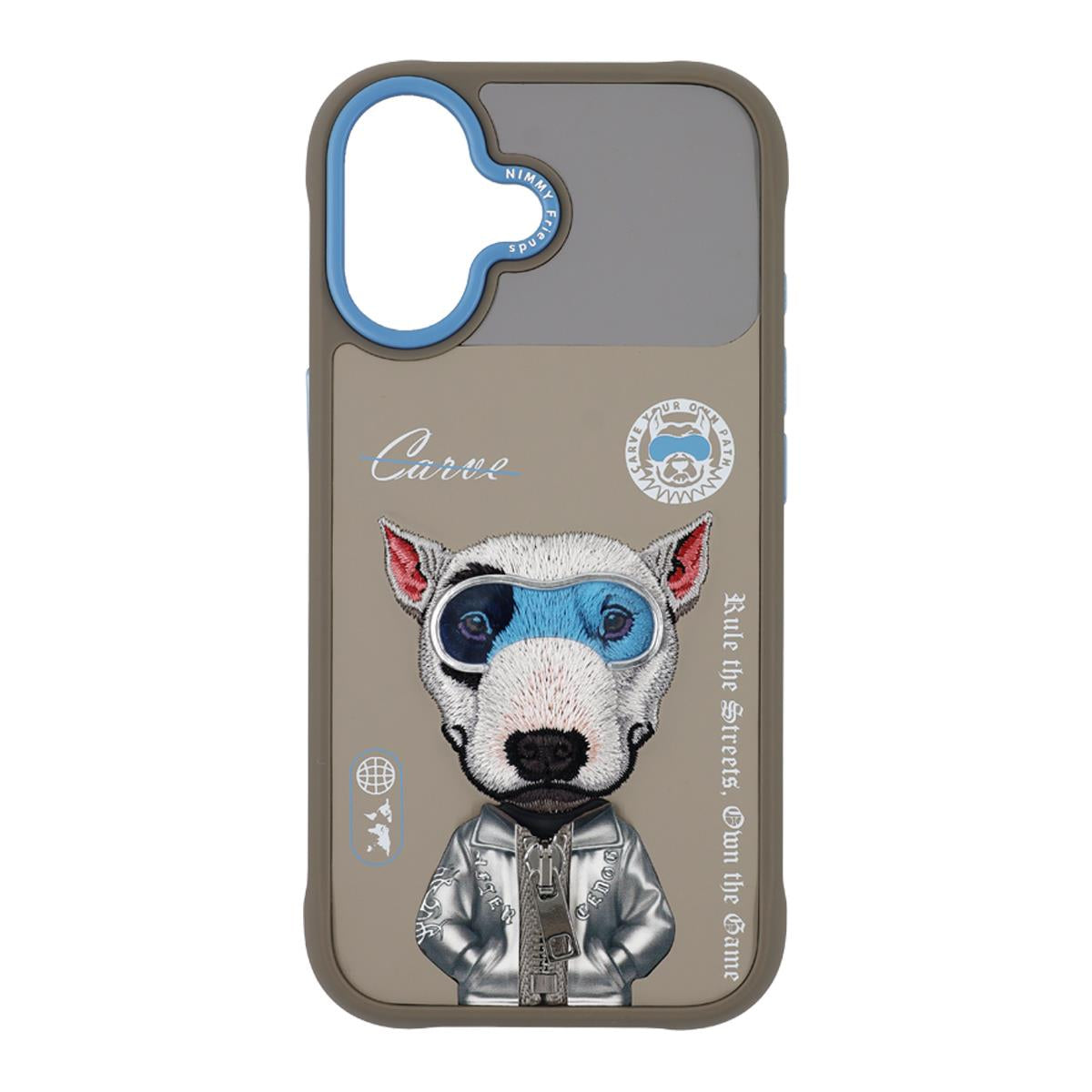 NIMMY iPhone 17 · 3D Embroidery Gözlük and Fermuar Decorated Bull Terrier Patterned Silicone Case 2.0 · 1