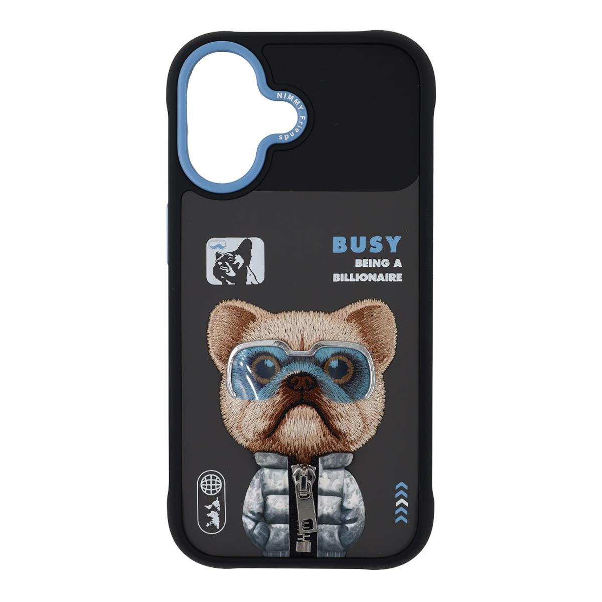 NIMMY iPhone 17 · 3D Embroidery Gözlük and Fermuar Decorated Little Rich Tycoon Patterned Silicone Case 2.0 · 1