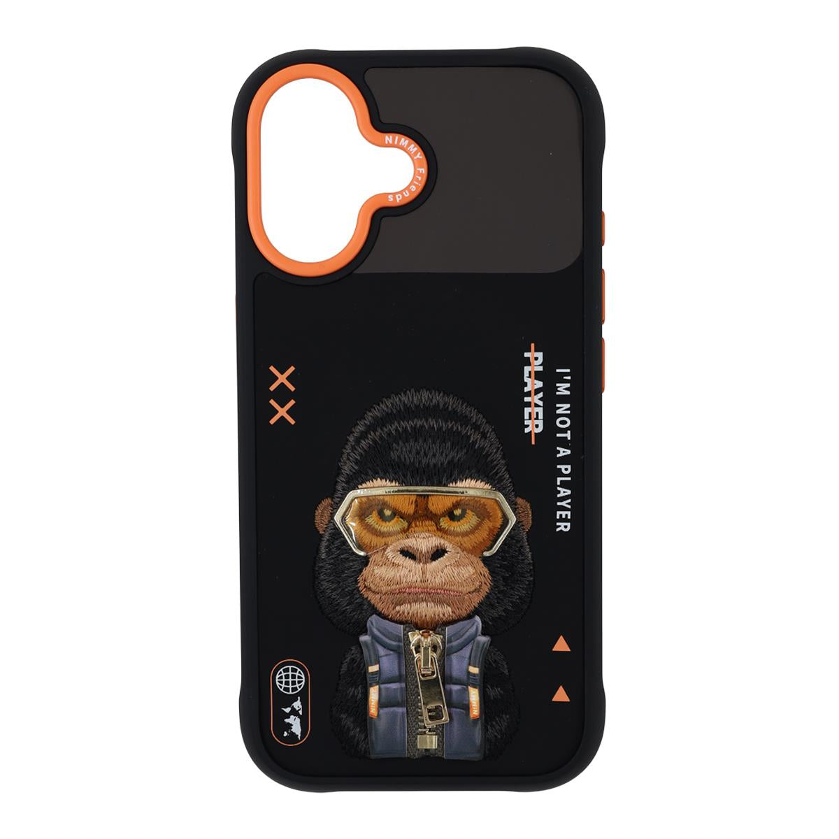 NIMMY 3D Gözlük Fermuar Gorilla Detail Embroidered Cool Cute Design Case for iPhone 17 · 1