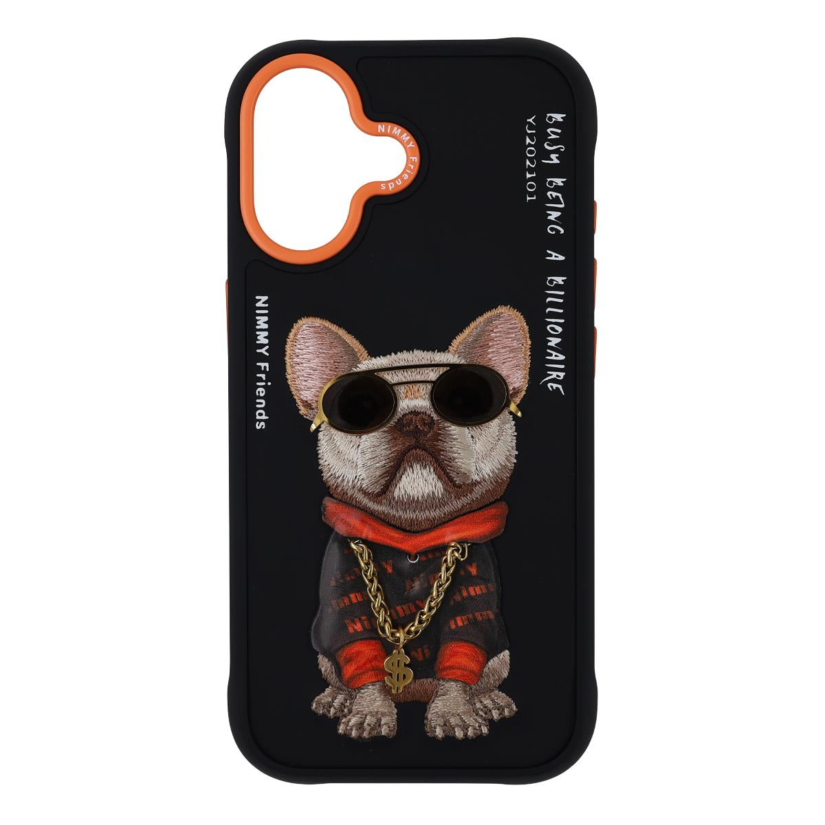 NIMMY · 3D Embroidered Zincir and Glasses Detail Pug Dog Design Case for iPhone 17 · 1