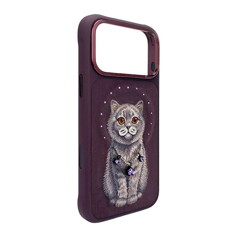 NIMMY MagSafe Taşlı Gerçek Gri Kedi Embroidered Nimmy Phone Case N-XYSS for iPhone 18 Pro Max · 2