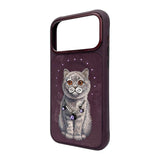 NIMMY MagSafe Taşlı Gerçek Gri Kedi Embroidered Nimmy Phone Case N-XYSS for iPhone 18 Pro · 3