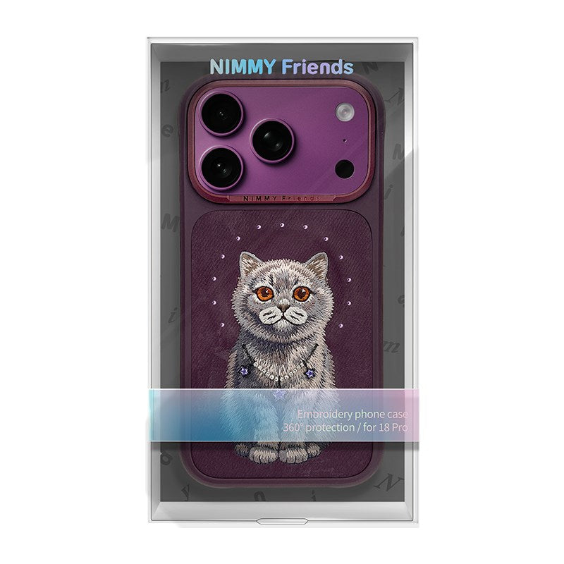 NIMMY MagSafe Taşlı Gerçek Gri Kedi Embroidered Nimmy Phone Case N-XYSS for iPhone 18 Pro · 8