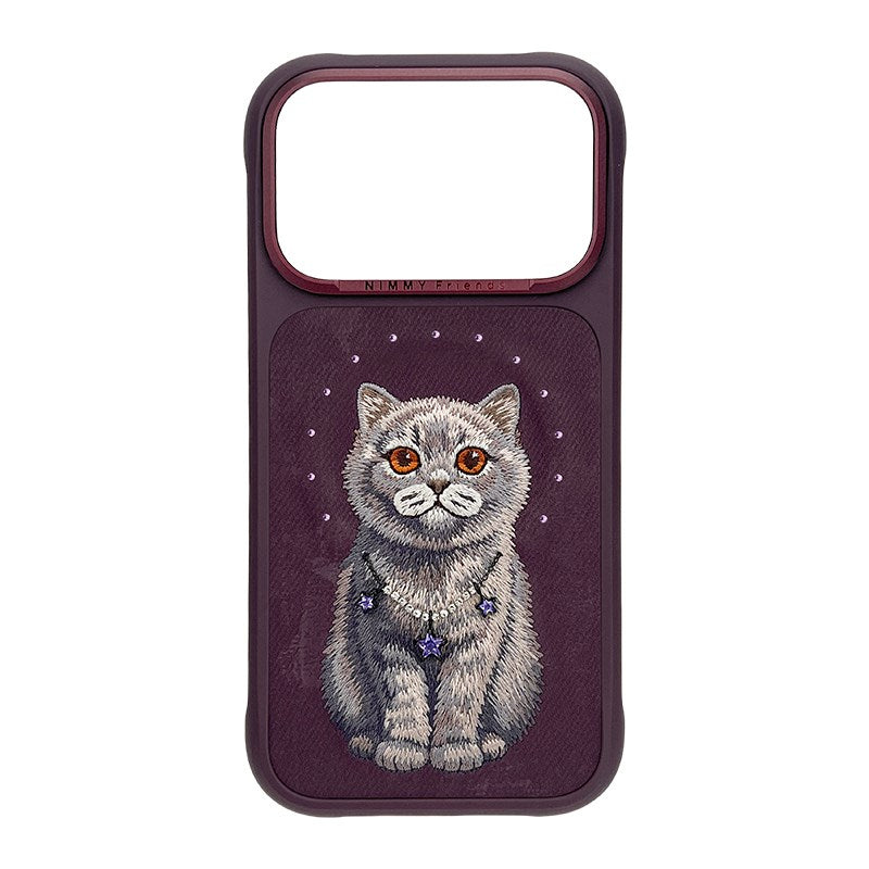 NIMMY MagSafe Taşlı Gerçek Gri Kedi Embroidered Nimmy Phone Case N-XYSS for iPhone 18 Pro · 1