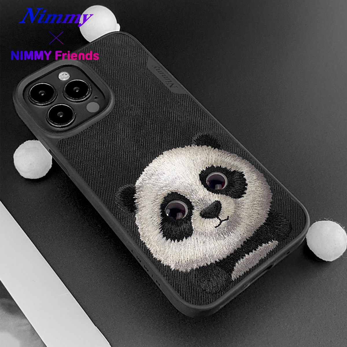 NIMMY Samsung Galaxy S23 Ultra · 3D Embroidered Eye Detail Big Eyes Panda Case · 5