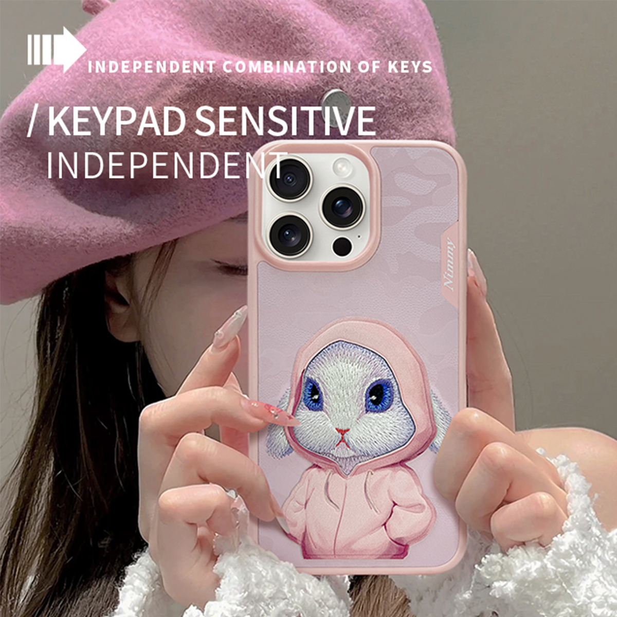 NIMMY Samsung Galaxy S24 Ultra · 3D Embroidered Tavşan Figürlü Fashion Pet Case · 3
