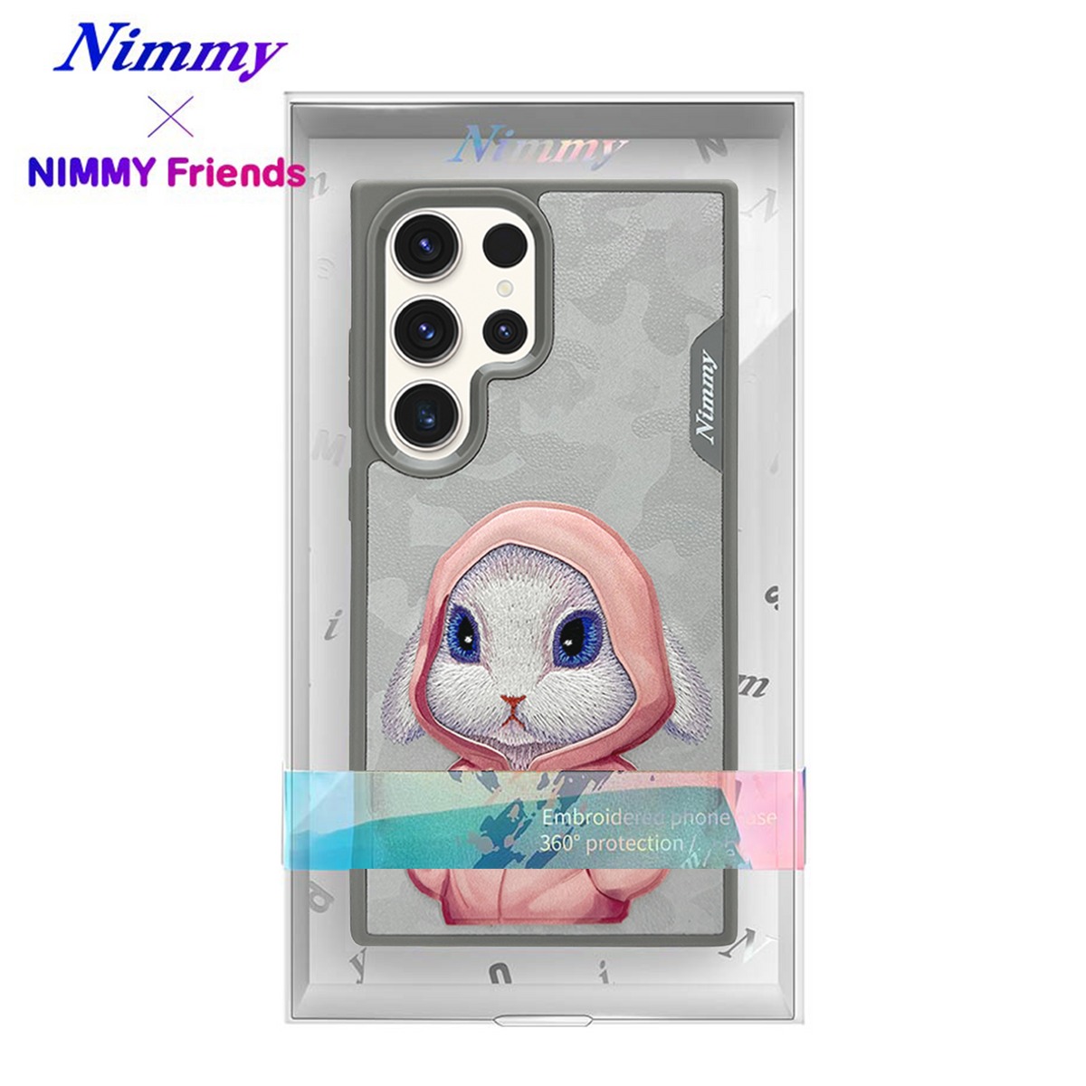 NIMMY Samsung Galaxy S24 Ultra · 3D Embroidered Tavşan Figürlü Fashion Pet Case · 2