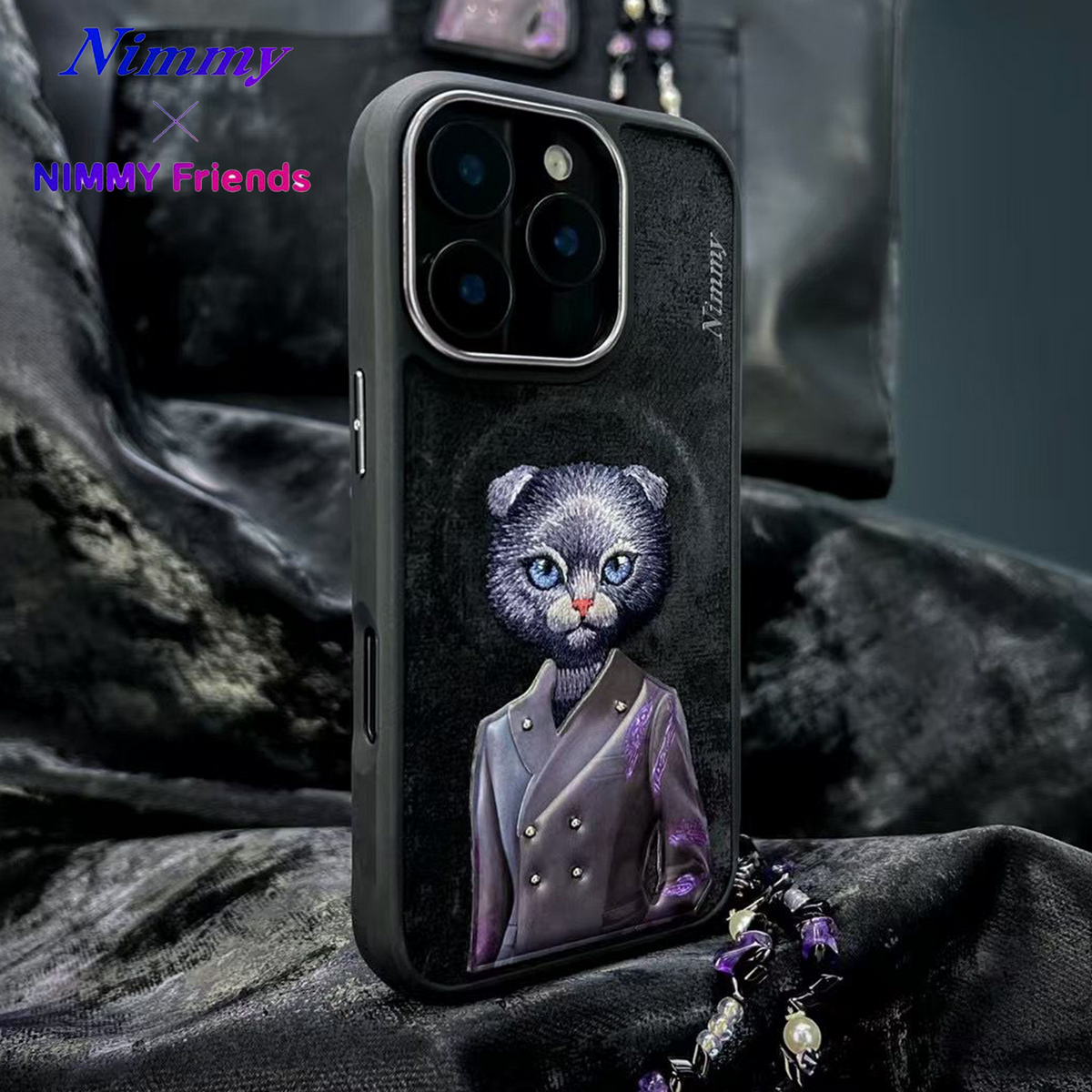NIMMY 3D Embroidered Cat Figürlü Fashion Case for Samsung Galaxy S25 Ultra | MagSafe · 3