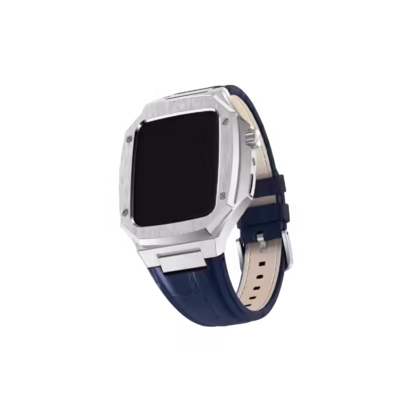 Apple Watch Uyumlu Rich Kasa Koruyucu Kordon Mavi Gümüş