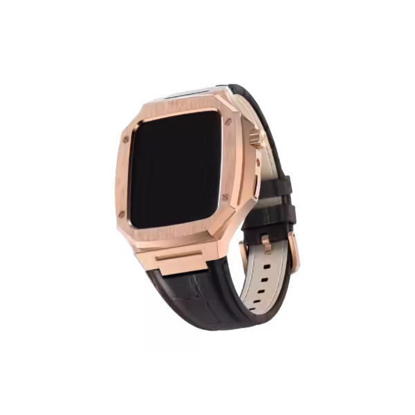 Apple Watch Uyumlu Rich Kasa Koruyucu Kordon Rose Gold Siyah